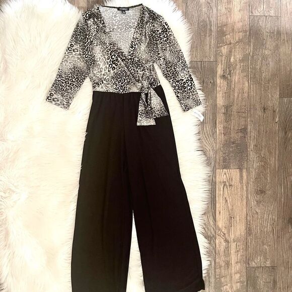 Roz & Ali Animal Printed Wrap Jumpsuit - Picture 1 of 7